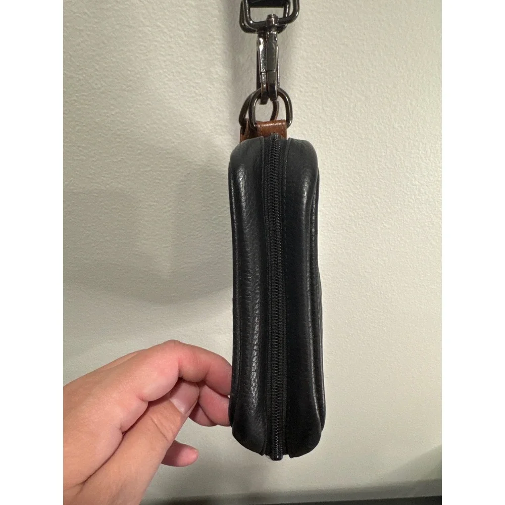 Champs Black Pebbled Leather Crossbody Bag Small Travel Messenger Pouch